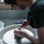 Pottery West, Matt and Cat West at work in their studio at Yorkshire Art Space’ Persistence Works in Sheffield 2017 